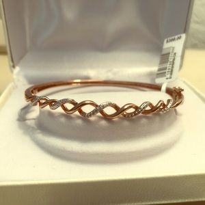 Beautiful 14k Genuine Rose gold (Over Sterling) Bangle Bracelet NEW w TAG